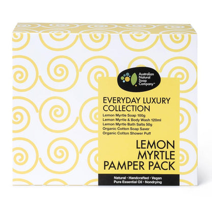 Lemon Myrtle Pamper Pack Box - Australian Natural Soap Co. at Cow & Coconut